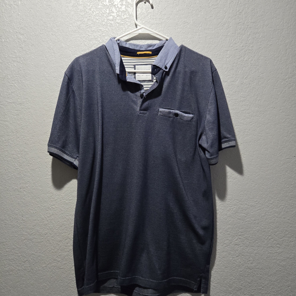 Denim & Flower Dark Blue Polo with Chest Pocket